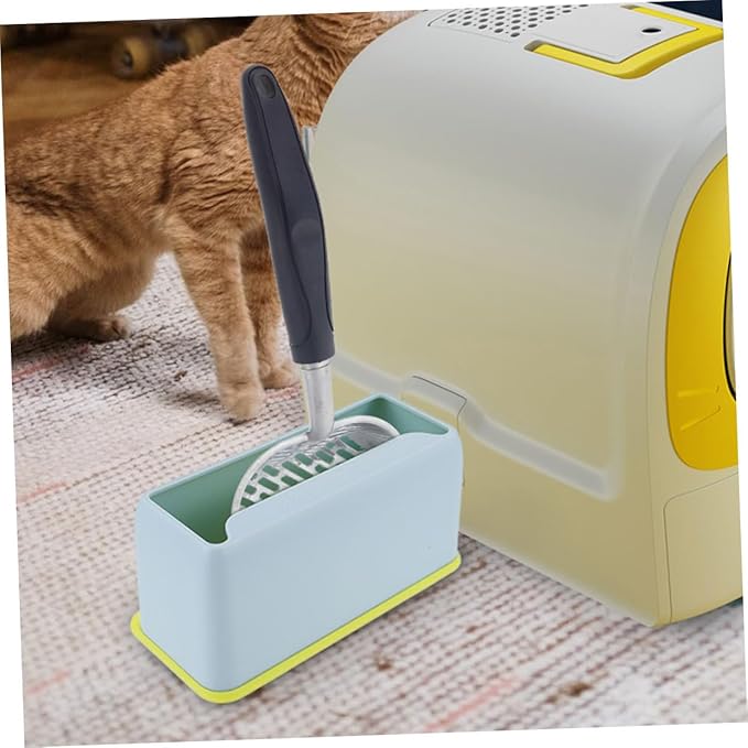 Luxshiny Plastic Cat Litter Scoop Holder Stand Compact Lightweight Litter Shovel Storage Container Blue Base