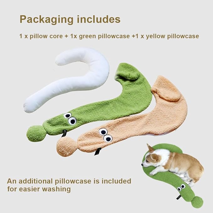Dog Pillows, 2pcs Pillowcase, Calming Dog Pillow, Side Zip with Replaceable Pillowcase, Soft Neck Support for Deep Sleep, Washable Pet Bed Pillow for Small/Medium/Large Dogs and Cat (M)