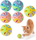 Colorful 1.9" Cat Toy Balls with Bell 6PCS, Interactive Hollow Design, Plastic, Training Exercise Toy(3 in 1 Color B)