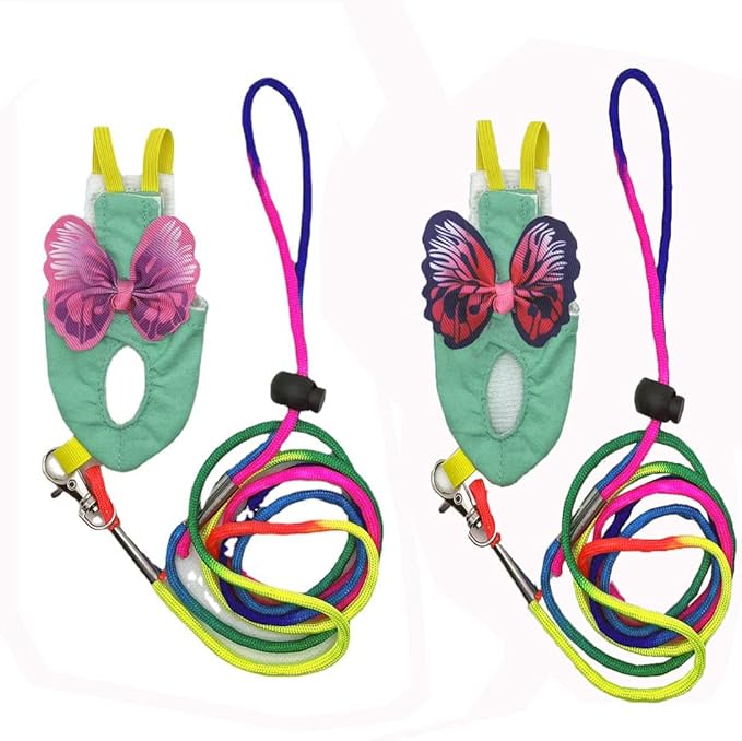 2 Pcs Bird Diaper Harness Flight Suit with Waterproof Liner Pet Bird Nappy Clothes with Flying Leash Rope Protective Parrot Diaper Suit (2 Pcs Multi, Medium)