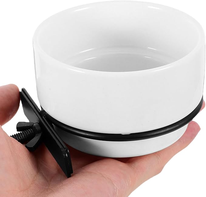 YARNOW Ceramic Bird Feeder Bowl Detachable Hanging White Parakeet Food Dish for Bird Cage Feeding and Watering Supplies