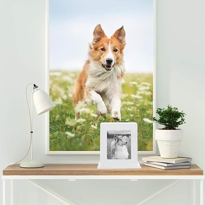 BRKURLEG Pet Urns for Dogs, Wood Pet Urn with Photo Frame, Dog Urn for Ashes, Pets Ashes Box Cremation for Cats Dogs, Suitable for Most Pets, Memorial Box for Dog