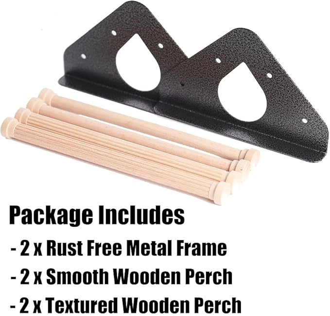 Baby Chick Perch, Durable Metal Stand with Natural Wooden Roosting Bars for coop and brooder, Training Chicken Roosting Perches for Mini Baby Chicks, Easy to Assemble, Fun Toys