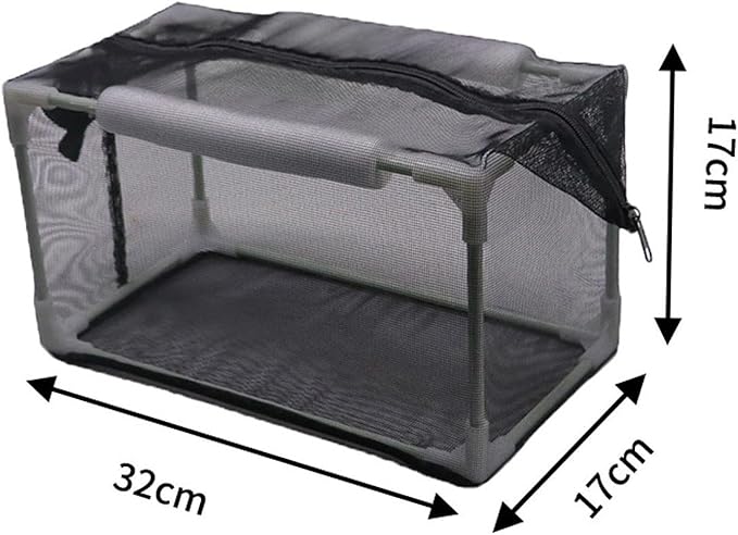 Aquarium Separation Net Breeding Box Nylon Mesh Multipurpose Pp Frame with Zipper for Fish Spawn Hatchery Easily Install, 32x17x17cm