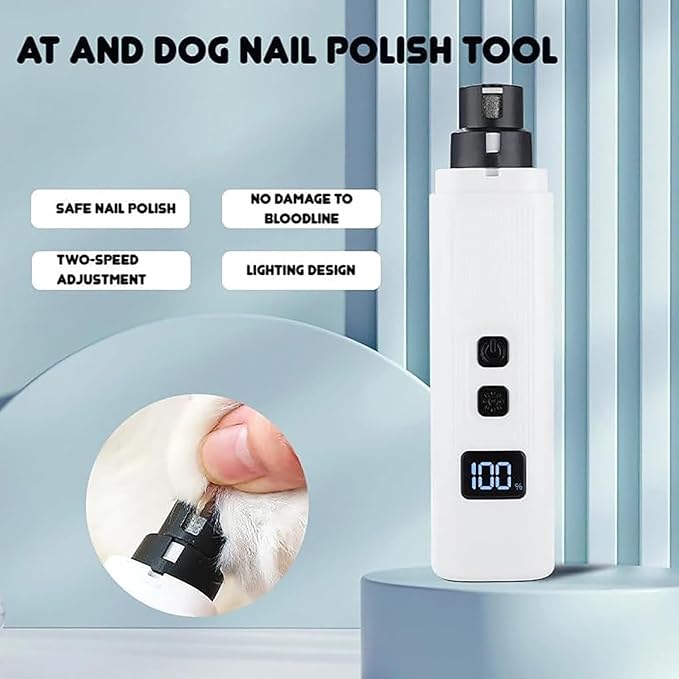 Cat Nail, Nail Trimmer, Dog Nail Grinder, Safe Cut Cat Nail Trimmer, Two Adjustable with 360° Grinding Settings, for All Cats ＆Dogs (Black)