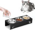 Elevated cat Bowls with Non-Slip Base, 15°Tilted Integrated Stand Anti Vomiting Raised Cat Dishes, Includes 3 Stainless Steel Bowls for Food and Water, Suitable for Cats and Small Dogs.