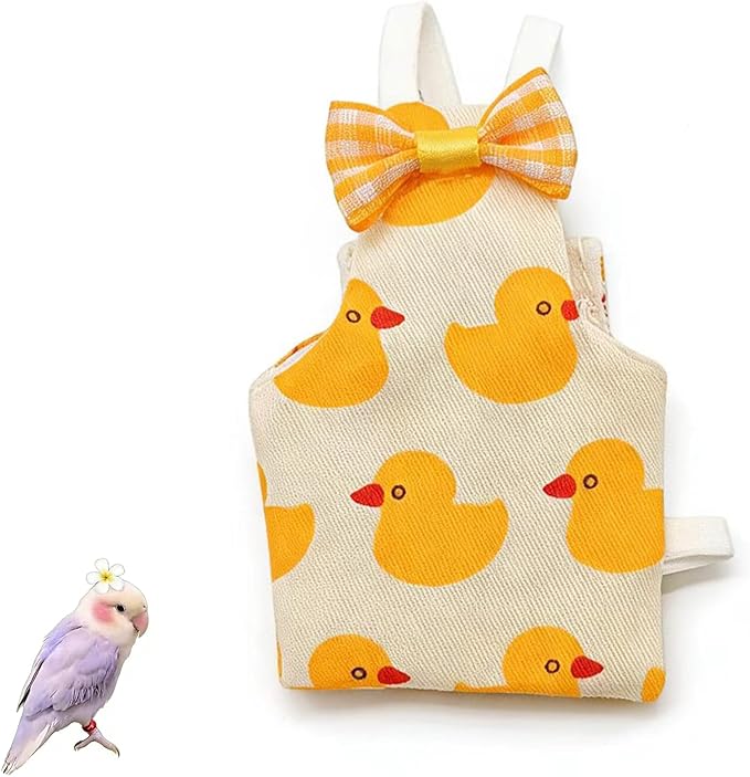 Bird Diaper Cockatiel Clothes Flight Suite, Reusable Parrot Nappy with Waterproof Inner Layer (YELLOE-M)