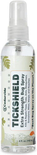 Cedarcide Extra- Strength Tickshield | Deep Woods Cedar Oil Tick & Mosquito Repellent Spray Kills & Repels Ticks, Fleas, Chiggers and Mosquitoes| For People & Pets | Natural Essential Oils | 4 Oz