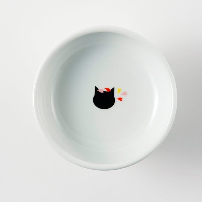 Necoichi Raised Cat Food Bowl – Ceramic Elevated Cat Bowl for Whisker & Neck Fatigue, Dishwasher Microwave Safe – Non-Slip & Anti Vomiting Ergonomic Design (Sakura Floral, Regular, 1-Cup Capacity)