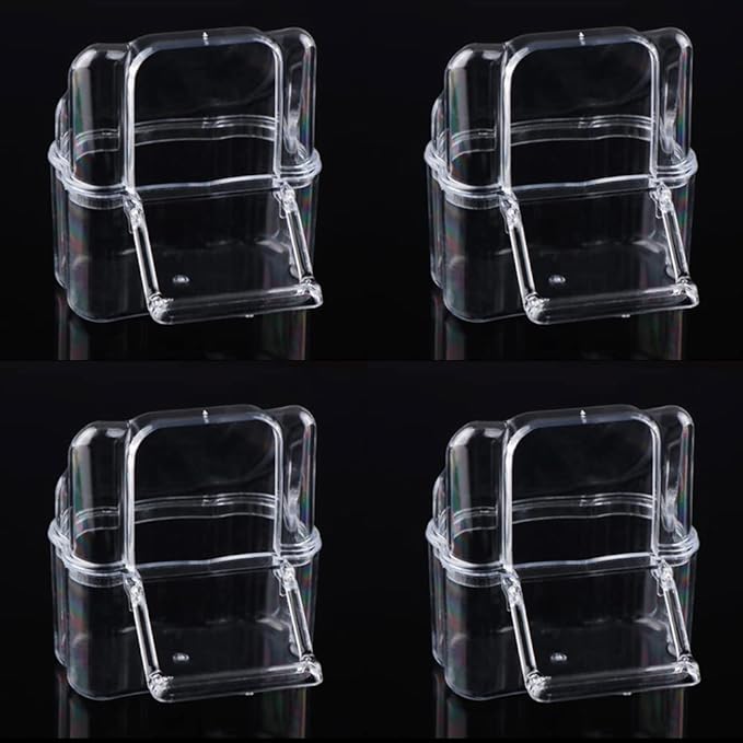 4 Pcs Bird Cage Feeder Plastic Cups Acrylic Feeding Bowl Anti- Splashing Water Food Feeder Box (for Bird Cage with Spring Door)