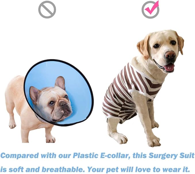 Dog’s Recovery Suit Post Surgery Shirt for Female Male Dog, E-Collar Alternative Wound Protective Clothes (red white-4xl)