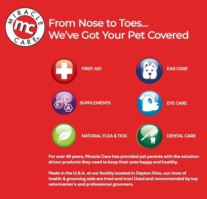 Miracle Care Pet First Aid Bundle: Kwik Stop Styptic Powder 0.5oz + Liquid Bandage Spray 4oz + Sterile Eye Wash 4oz