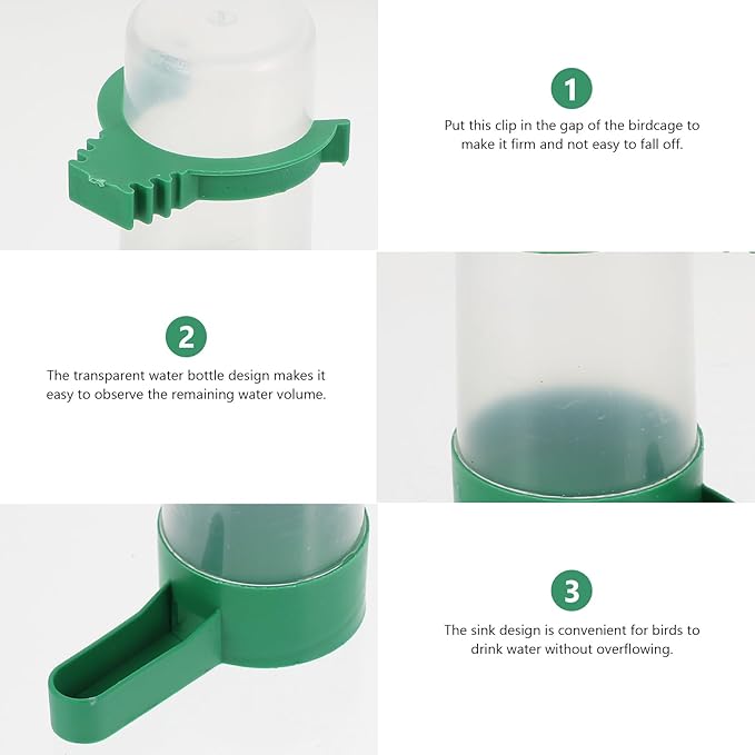 POPETPOP Automatic Bird Water Dispenser with Spill-Resistant Design 3.3-Inch Outlet Plastic Parakeet and Parrot Cage Feeder for Home and Aviary Use