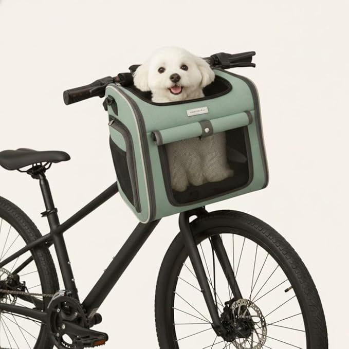 New Dog Bike Basket - Premium Dog Basket for Bike, Secure Pet Basket for Rides with Safety Strap, Dog Carrier Backpack Carrier with Dog Bowl by Luniko Shop (Blue)