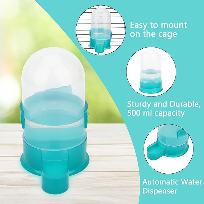 Hypeety Bird Automatic Water Bottle Parrot Drinking Water Feeder Bottle Waterer Feeder Bowl for Parakeet Hamster Mice Rat Gerbils