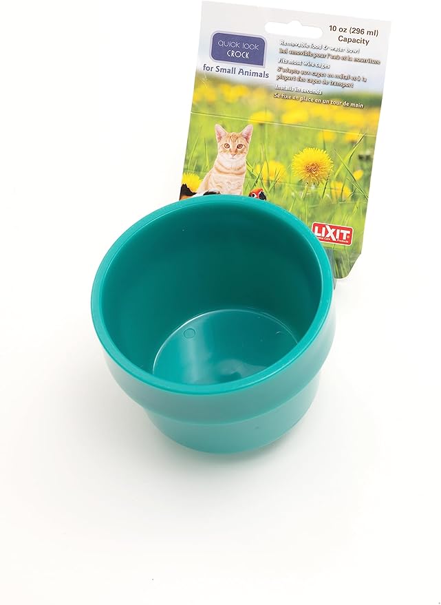 Lixit Quick Lock Cage Bowls for Small Animals and Birds. (10oz, Teal)
