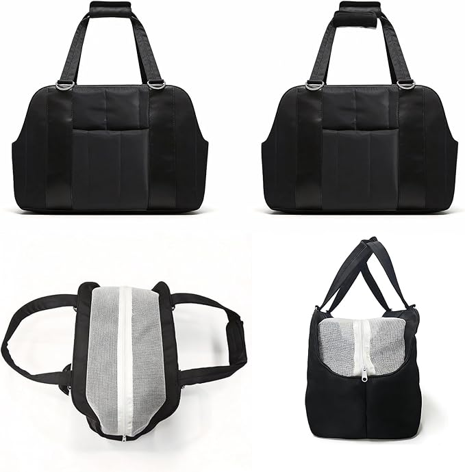 Dog Purse Carrier for Small Dogs, Small Cat Purse Carrier Soft with Large Pocket, Portable Pet Carrier Tote Bag with Safe Leash (Black)