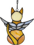 Handcrafted Stained Glass Orange Angel Cat Suncatcher - Pet Memorial Gift with Colorful Wings, Cat Lovers Sympathy Gift, Home Window Decor