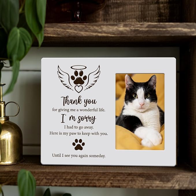 IAXIC Cat Memorial Gifts for Loss of Pet Sympathy Picture Frame, Pet Memory Photo Frame, Cat Picture Frames Memorial