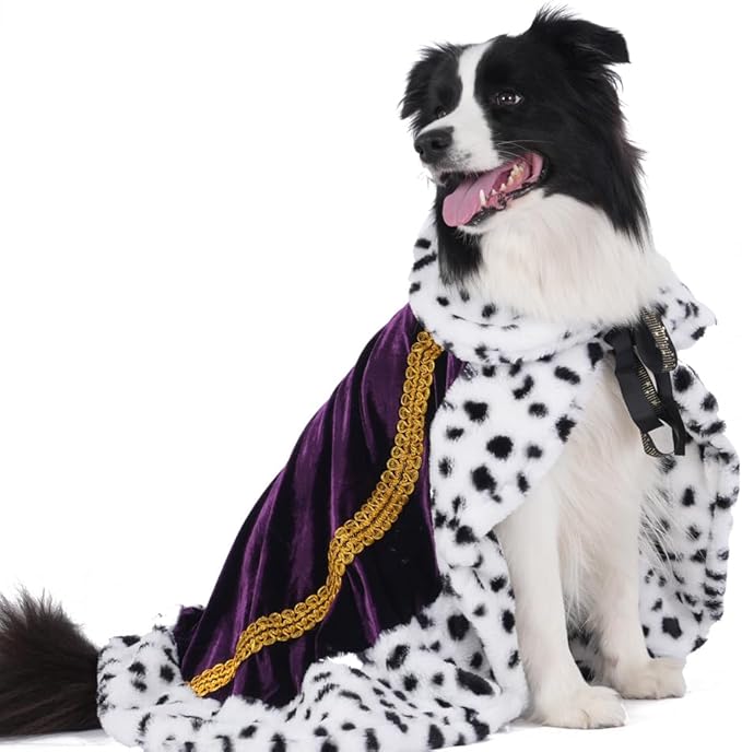 Lovelyshop pet Serial Lux FurPurple Cat Dog Cloak for Halloween Costumes, King Queen Prince and Princess Cosplay- L