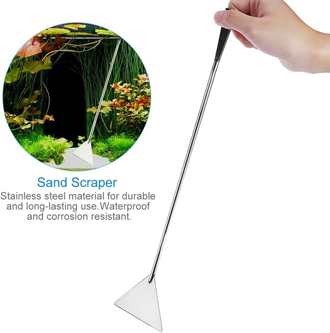 balacoo 4pcs Stainless Steel Aquatic Plant Tool Set Ergonomic Tweezers and Scissors for Aquarium Straight Curved Tweezers Curved Scissors Spatula for Planting and Caring for Water Plants