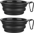 Dog Bowl Pet Collapsible Bowls, 2 Pack Collapsible Dog Water Bowls for Cats Dogs, Portable Pet Feeding Watering Dish for Walking Parking Traveling with 2 Carabiners (Small, Black+Black)