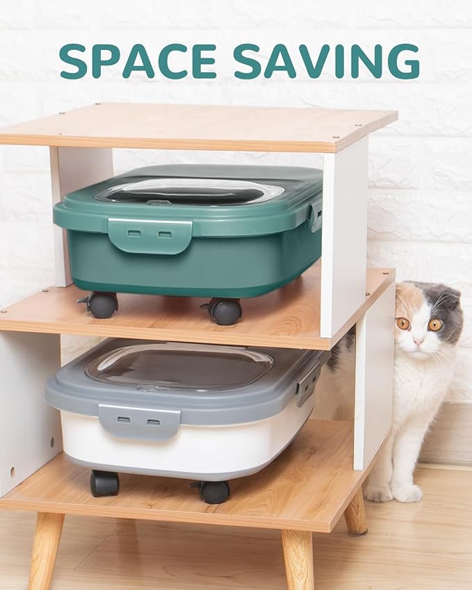 20-23 Lbs Dog Food Storage Container - Collapsible Dog Food Container with Attachable Casters and Scoop,Small Container, Pet Food Storage Containers to Keep Dry Food Fresh,Easy to Move