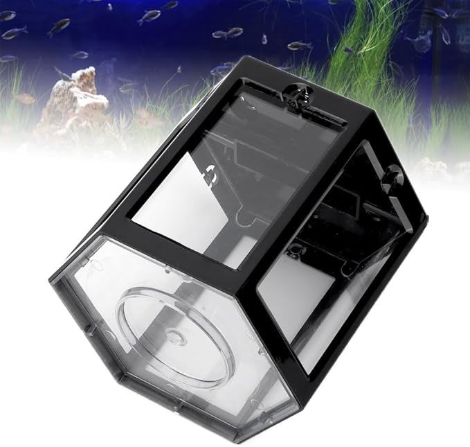 4.7 Inch Hexagonal Mini Aquarium Tank Leak-Proof Plastic Stackable Portable Fish Tank for Desk Decor Terrarium Habitat(Black)