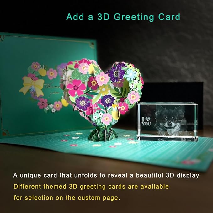 Dog Memorial Gifts for Pet Loss – Personalized Crystal Photo for Dogs & Cats, Custom Laser Etched Crystal (Medium Heart)
