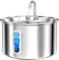 Stainless Steel Cat Water Fountain, Corded 3L/101oz Pet Water Fountain, Dog Waterer with Quiet Pump and 4-Layer Filtration for Cats and Dogs