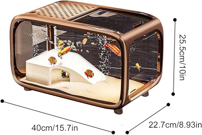 Aquarium Fish Tank | Desktop Fish Bowl Turtle Tank with Climbing Decor,Clear Acrylic Container Bowl Living Habitat for Turtle Snails Betta Aquatic Planting