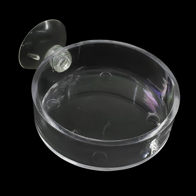 Aquarium Shrimp Feeding Dish with Suction Cup， Clear Fish Food Bowl Tray Aquarium Tank Accessories