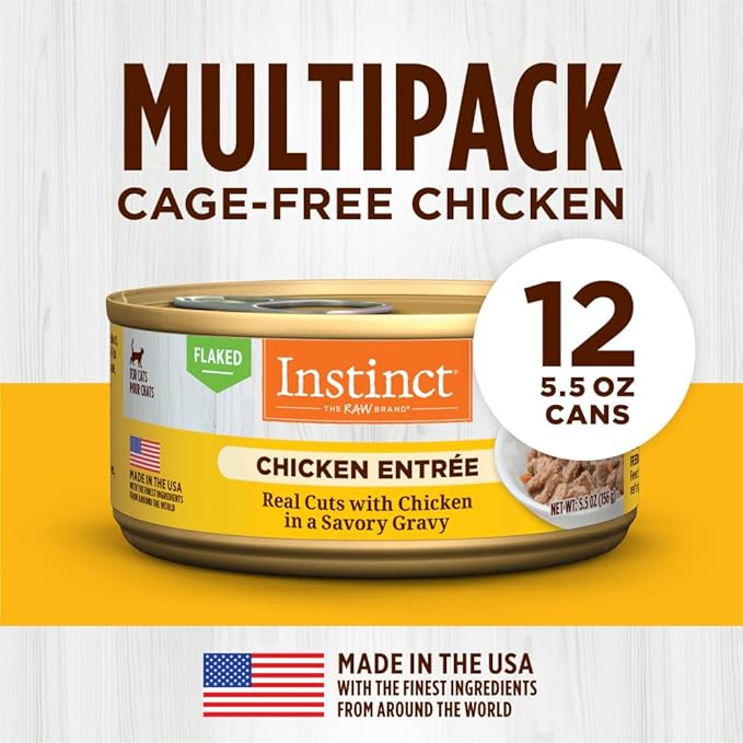 Instinct Flaked Entrée Wet Canned Cat Food - Chicken, 5.5 Ounce (Pack of 12)
