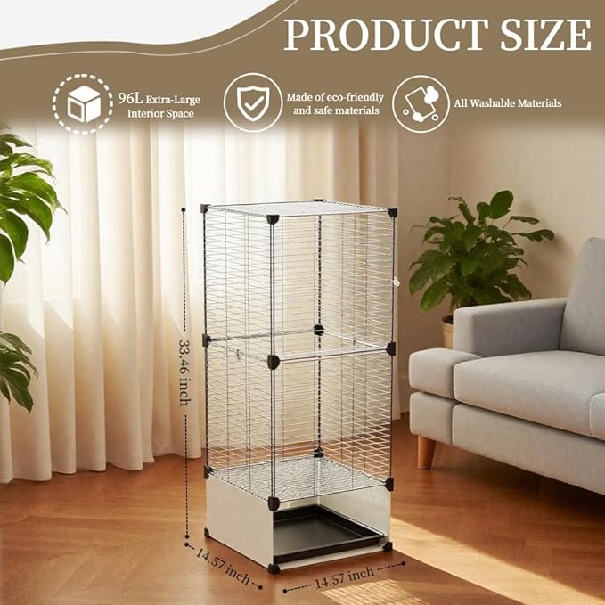 Lightweight Bird Cage with Removable Tray and Adjustable Perch – Portable Small Animal Cage with Single Lockable Door, Easy to Clean & Move for Parrots, Cockatiels, Parakeets, and Finches-S