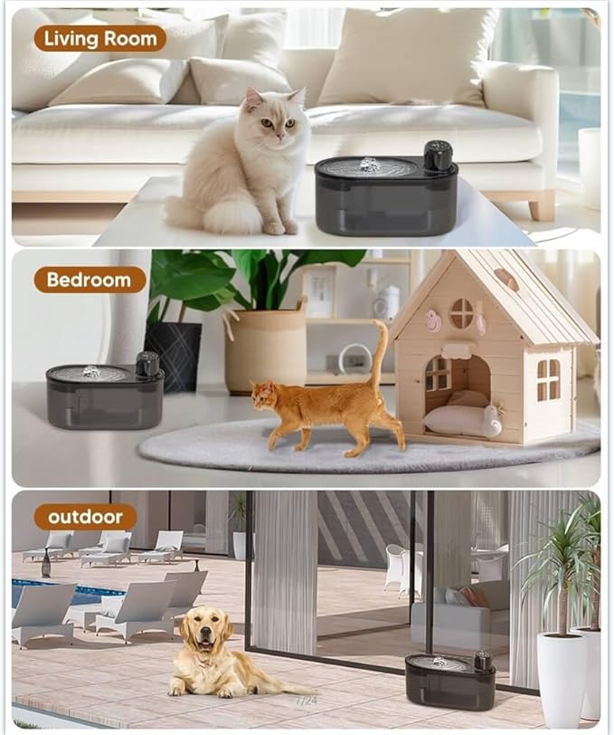 3.2L/108oz Wireless Cat Water Fountain, Dog Water Fountain, Pet Water Fountain with Motion Sensor, Rechargeable and Easy to Clean, Battery Operated Cat Water Fountain with 1 Filters for Cat Inside,Dog
