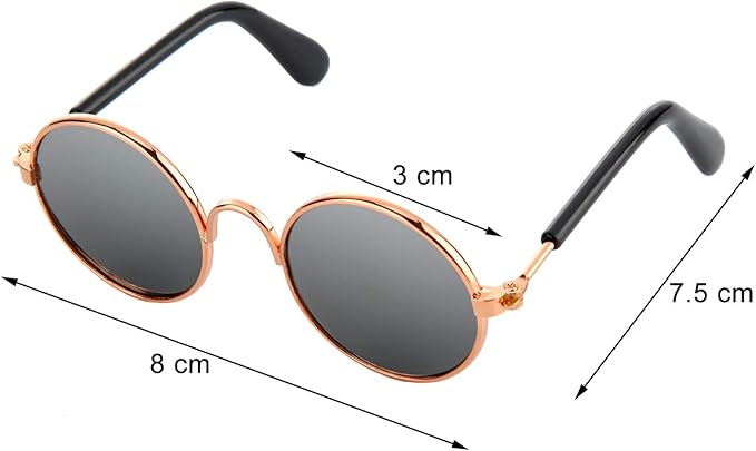 10 Pieces Cat Dog Sunglasses Funny Pet Glasses Round Metal Small Classic Retro Sunglasses Pet Hippie Cute Dog Cat Cosplay Party Costume Photo Props Cosplay Glasses(Mixed Color)