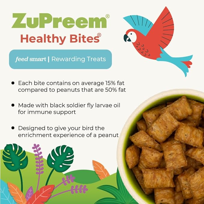ZuPreem Healthy Bites, Rewarding Bird Treat, Medium/Large to Large Birds, No Artificial Flavors or Preservatives, Treat for Conures, Caiques, Cockatoos, and Amazons, 3oz