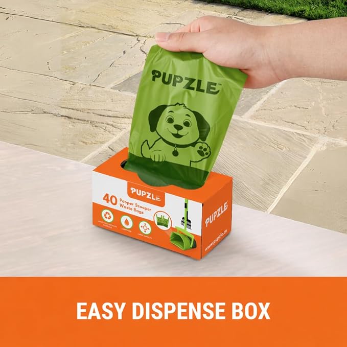 Pupzle Bags for Arm & Hammer, FUSBUNTY, MXF, and TIMINGILA Pooper Scoopers, 40 Pooper Scooper Bags Refill for Swivel Bin, Black (Green)