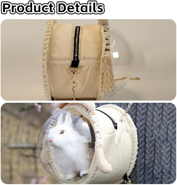 MANON ROSA Bird Carrier Backpack – Breathable Travel Bag with Clear Dome, Cute Cozy and Lightweight for Small Parrots Parakeet Lovebirds Budgie Cockatiel Sugar Gliders Hamsters Rabbits (Rabbit,Large)