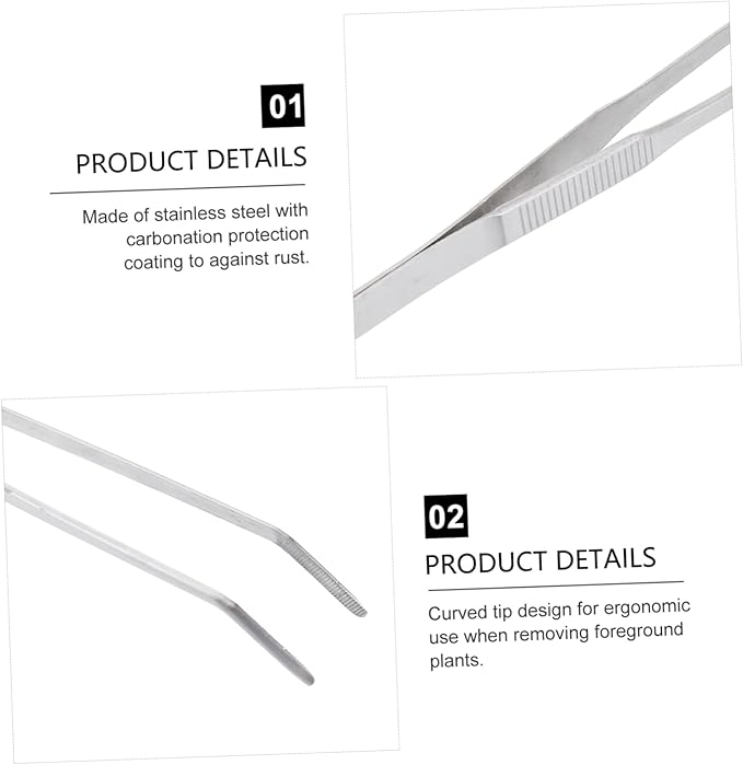 Stainless Steel Aquarium Plant Tweezers Elbow Tweezers for Fish Tank Decor Cleaning