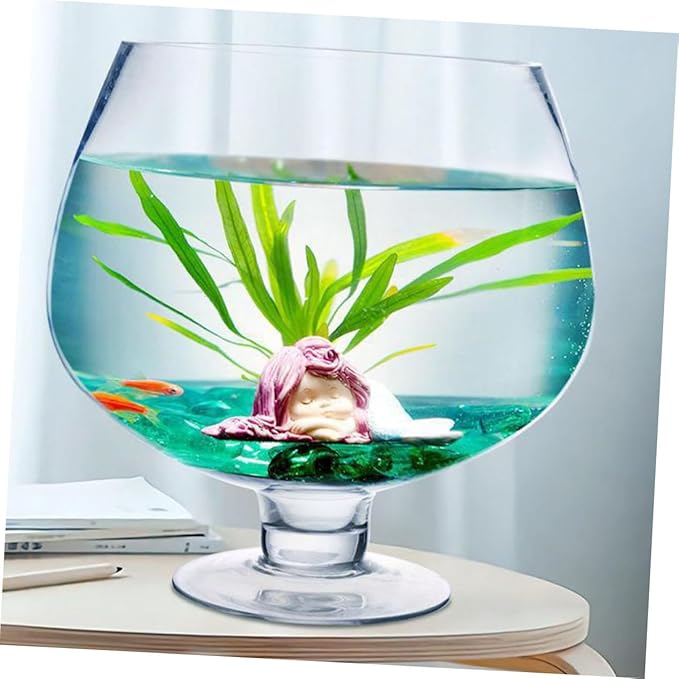 Clear Glass Fish Bowl Vase Capacity Transparent Desktop Aquarium for Fish and Hydroponic Plants Centerpiece for Home Office Decor