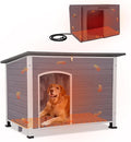GUTINNEEN Extra Large Heated Dog House Outdoor XL Insulated Dog House Weatherproof Dog Kennel with Safe Heating Pad, Thermal Liner, Chew-Proof Metal Frame for Large Dogs, 43.3" L×29.4" D×33.4" H
