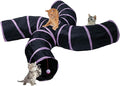 EGETOTA Cat Tunnel for Indoor Cats Large, with Play Ball S-Shape 4 Way Collapsible Interactive Peek Hole Pet Tube Toys, Puppy, Kitty, Kitten, Rabbit (S4 - Black & Pink)