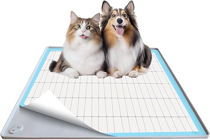 Pee Pad Holder for Dogs, 24"X24" Puppy Pad Holder with Raised Edge, Non-Slip Silicone Mat & Leak-Proof Dog Pee Tray for Floor Protection, Puppy Potty Training Pad Tray