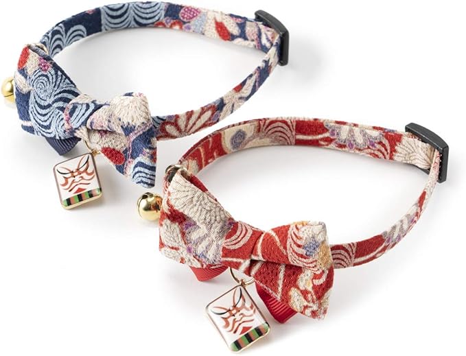 Necoichi Kabuki Charm Bow Tie Cat Collar (Navy)