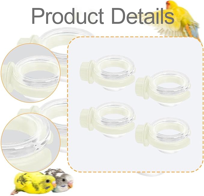 4 Pieces Bird Water Dispenser Decoration for Outside Sturdy Yard Transparent Multifunctional Professional Food Bowl Accessory, White
