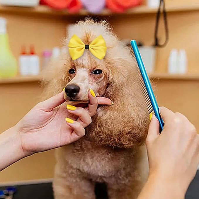 24PCS Big Dog Hair Bows for Large Dog Long Hair Solid Color Pink Bule Red Purple Yellow Green Orange Rose Girl Boy Bowknot Topknot Grooming Hair Accessories