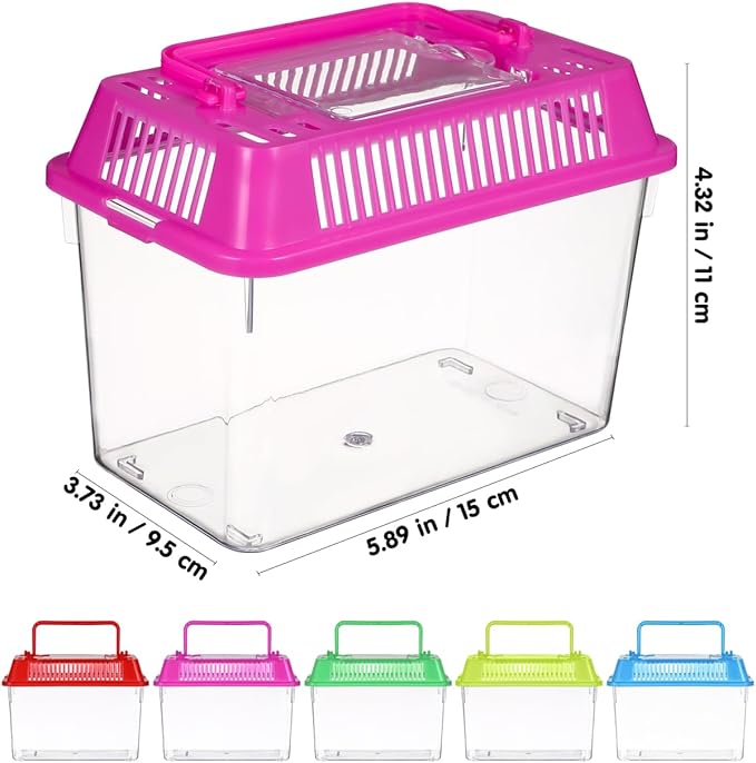 PRETYZOOM Portable Fish Tank Pet Box Small Plastic Aquarium with Handle Mini Handheld Fish Bowl 5.9 Inch for Home and Travel Use