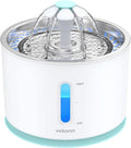 2.4L/84oz Cat Water Fountain Stainless Steel Top, Pet Water Fountain for Small Dog and Cat with LED Light and Water Level Window (Green)