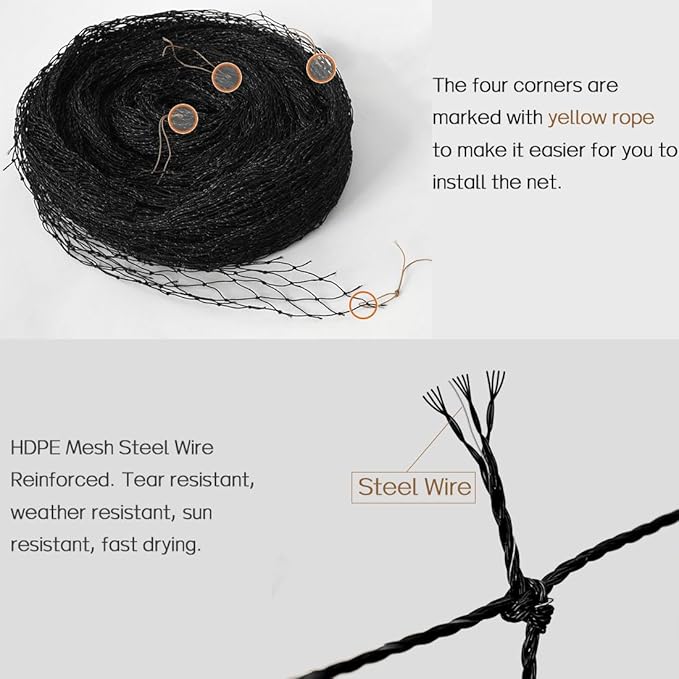 Cat Balcony Net, Steel Wire Reinforced, Anti-Fall Fence, Safety Net, Extra Strong (10 X 26 Ft)